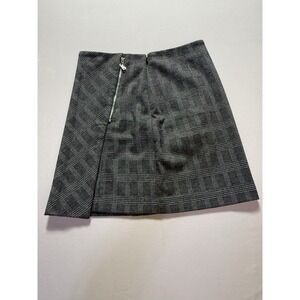 LOFT Size 8 Glen Plaid Wrap Skirt Gray Black Career Business Casual Lined